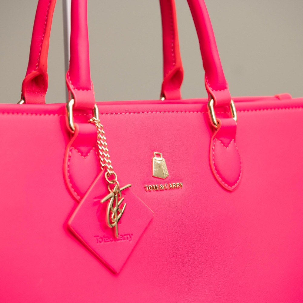 Neon Hot Pink Purse Large Tote Carry On Bag BarbieCore Vibrant Dopamine Max Loud - Picture 2 of 5